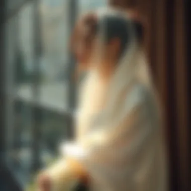 Elegant silk shawl draped over a bridal gown