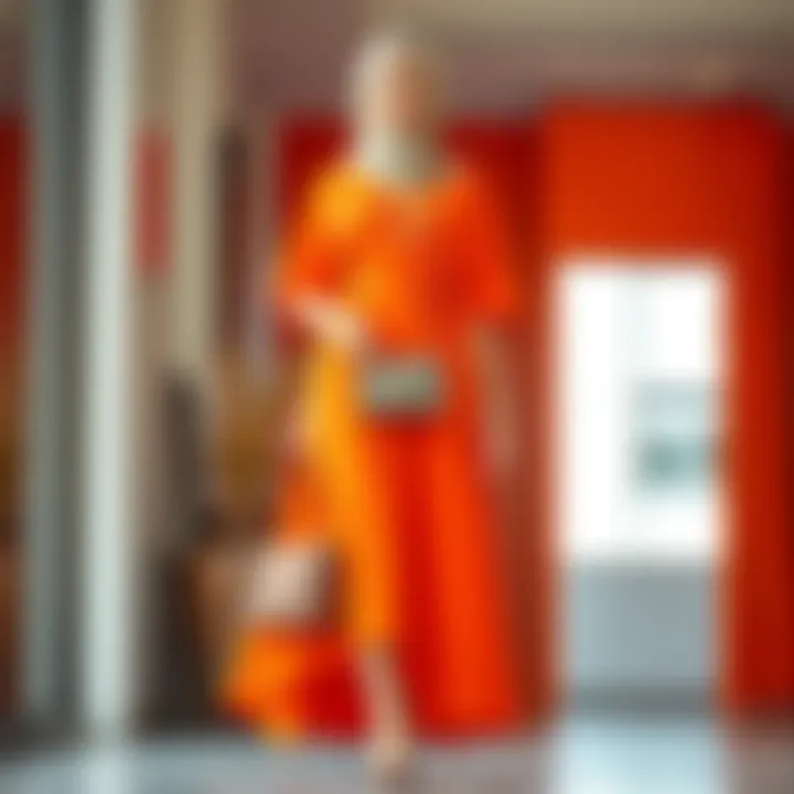 Accessorizing with Style: The Orange Dress Ensemble A styled orange modest dress paired with complementary accessories set against a stylish backdrop.