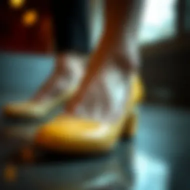 Close-up of a round toe pump highlighting its comfort features