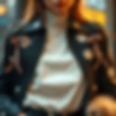 Stylish Jacket with Paw Print Ribbons A stylish jacket adorned with paw print ribbons