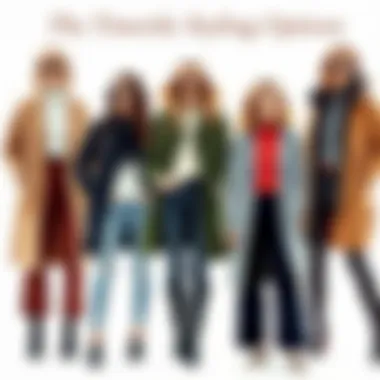 Versatile Styling Options A collage of various styling options for a plain cardigan, highlighting its versatility across different outfits.