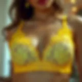Elegant yellow lace bralette with delicate floral patterns