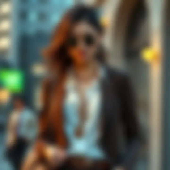 Layered Blazer Top with Stylish Accessories Layered outfit showcasing a blazer top with accessories