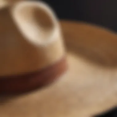 Close-up of the material and texture of a packable cowboy sun hat