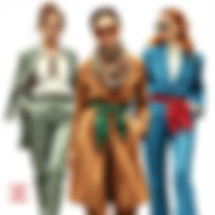 A collage showcasing various ways to style a waist scarf with different outfits