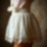 Intricate Lace of the White Short Petticoat Elegant display of a white short petticoat showcasing intricate lace details