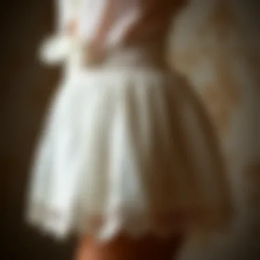 Intricate Lace of the White Short Petticoat Elegant display of a white short petticoat showcasing intricate lace details