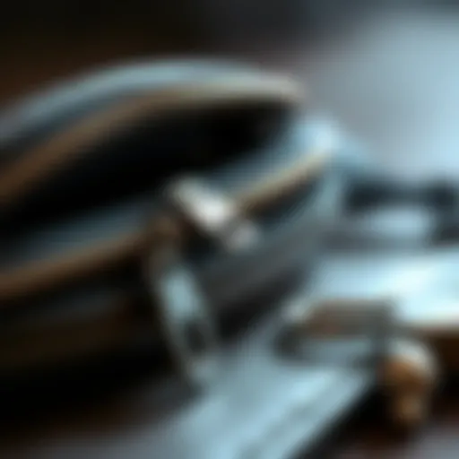 A close-up view of a zipper key case showcasing its intricate design.