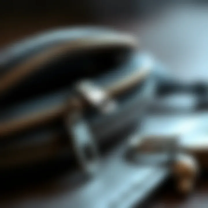 A close-up view of a zipper key case showcasing its intricate design.