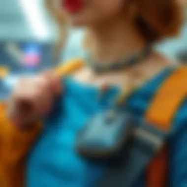 A zipper key case paired with trendy accessories to enhance an outfit.