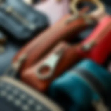 Stylishly arranged zipper key cases in various materials.