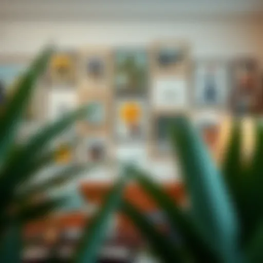 A stylish gallery wall with an eclectic mix of artwork and frames