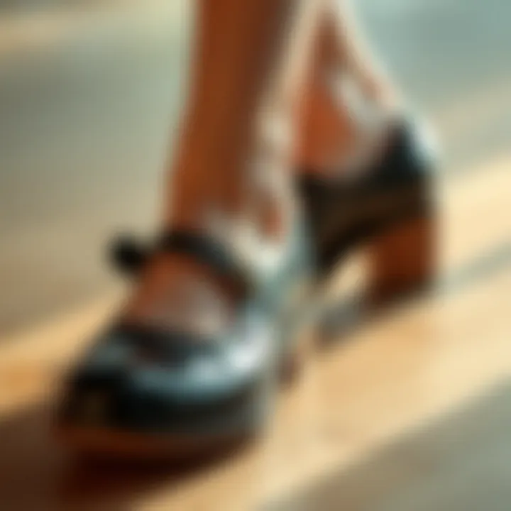 Comfort Features of Mary Jane Shoes Close-up of the comfort features in two-inch Mary Jane shoes