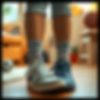 A cozy setup featuring anime crew socks paired with casual footwear