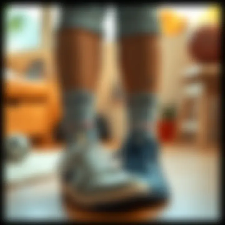 A cozy setup featuring anime crew socks paired with casual footwear