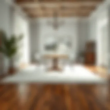 Stylish White Rug in Chic Dining Area Stylish white rug complementing a chic dining area