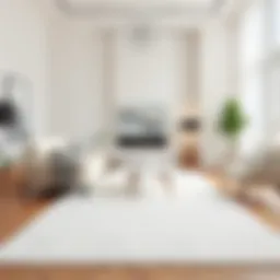 Elegant white rug in a modern living room setting