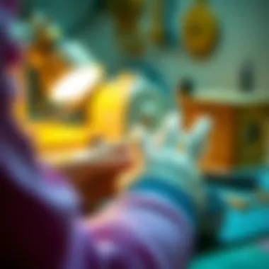 Silicone finger cots in use during a delicate crafting project, highlighting their protective function