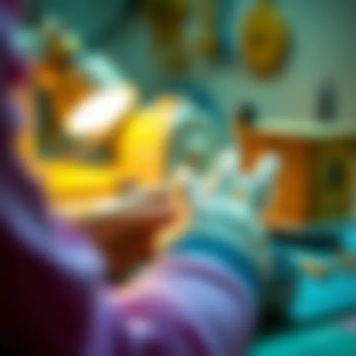 Silicone finger cots in use during a delicate crafting project, highlighting their protective function