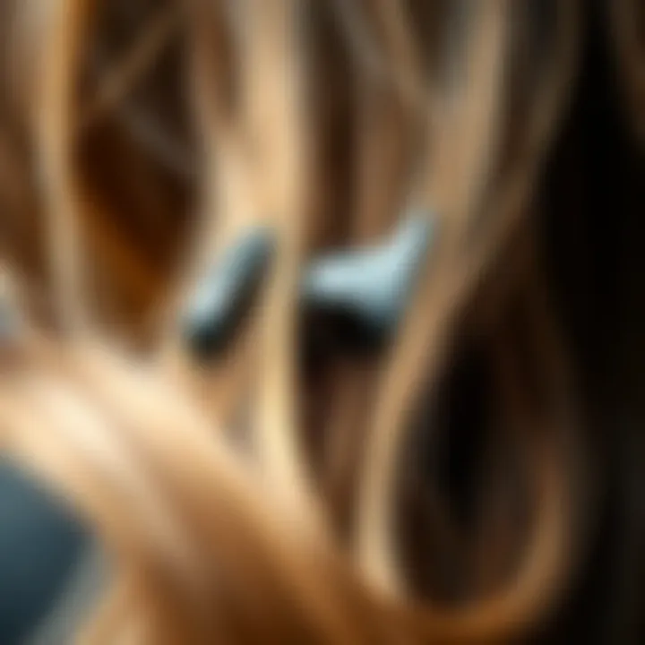 Enhanced Hair Volume with Clips Close-up of hair strands showcasing the volume achieved with root lifting clips