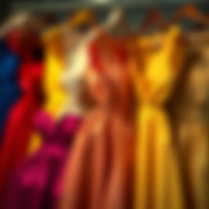 Diverse color options of scrunch waist dresses displayed