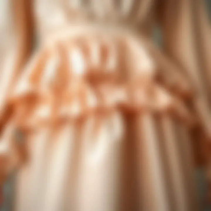 Close-up of fabric texture of a scrunch waist dress