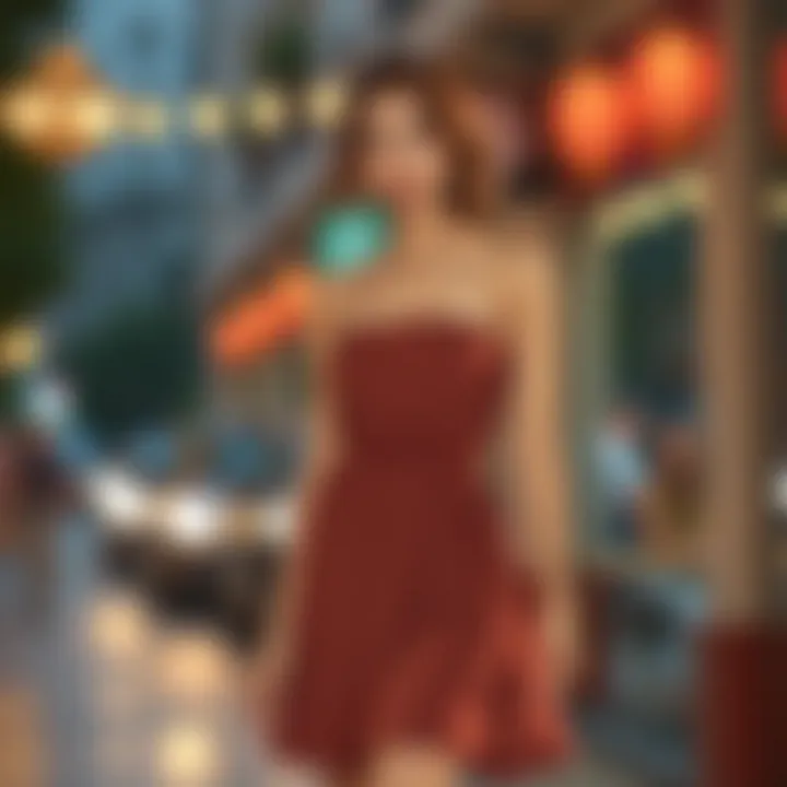 Fashionable scrunch waist dress styled for a night out