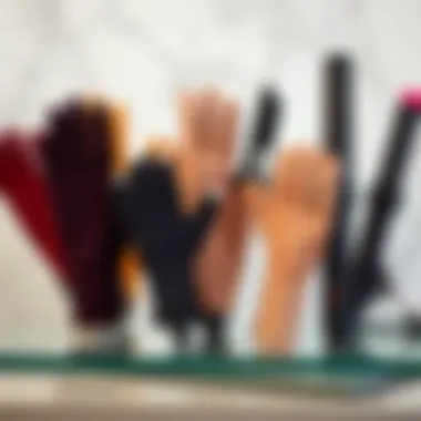 A variety of curling iron gloves displayed on a stylish background