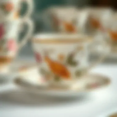 Artistry in Hand-Painted Vintage Cups Detailed close-up of a hand-painted vintage cup
