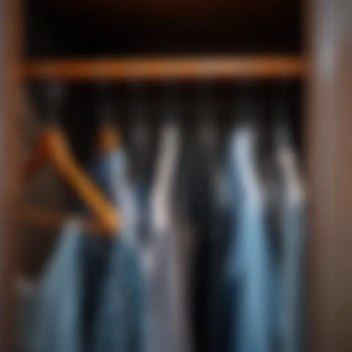 Wardrobe Organization with Cascading Hanger Hooks A well-organized wardrobe featuring cascading hanger hooks in use