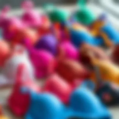 Colorful Full Figure Bra Collection Variety of colorful full figure bras arranged neatly