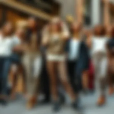 A diverse group of individuals wearing leopard leggings in various styles