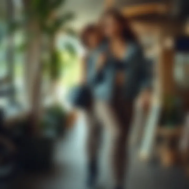 A fashion-forward setting emphasizing sustainable fashion choices