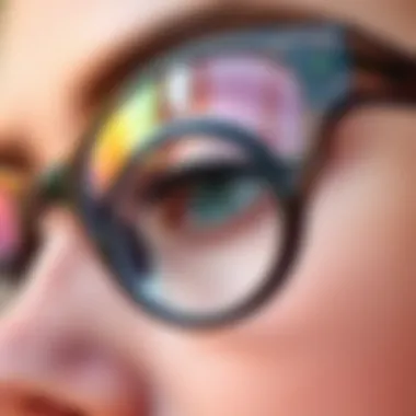 Advanced Lens Technology in Y2K Frames Close-up of advanced lens technology in retro-style frames