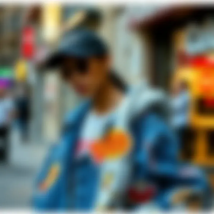 Aesthetic Y2K sticker application on modern fashion items