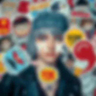 An artistic arrangement of Y2K stickers reflecting self-expression